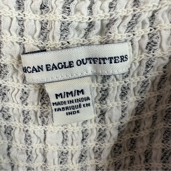 American eagle outfitters romper shorts onesie Striped grey and White ruffle hem - Picture 13 of 16